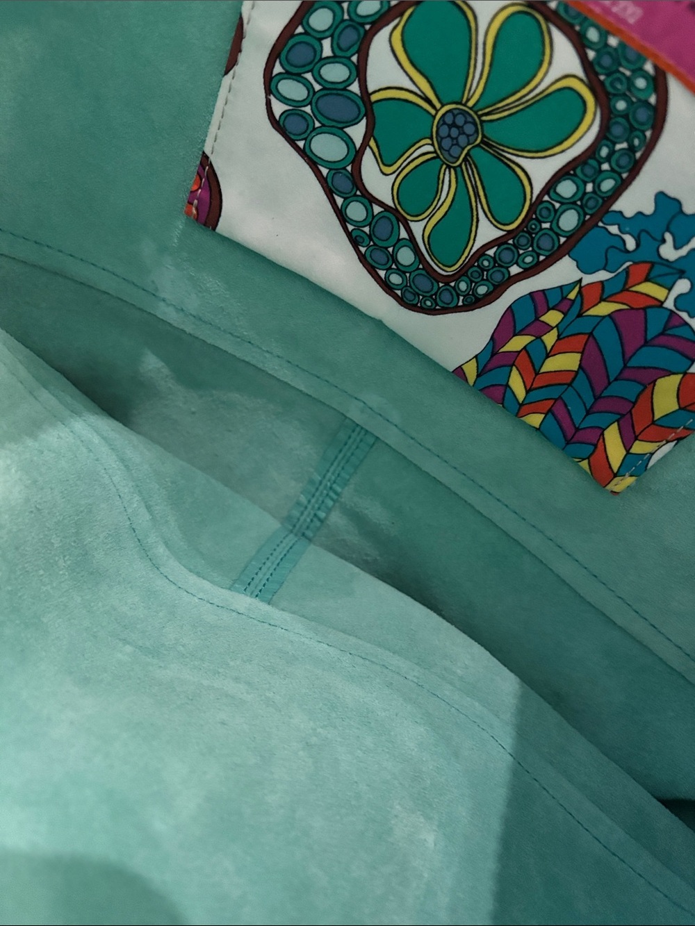 Banana Republic Trina Turk oBright Turquoise Leather Tote Bag - Picture 4 of 6